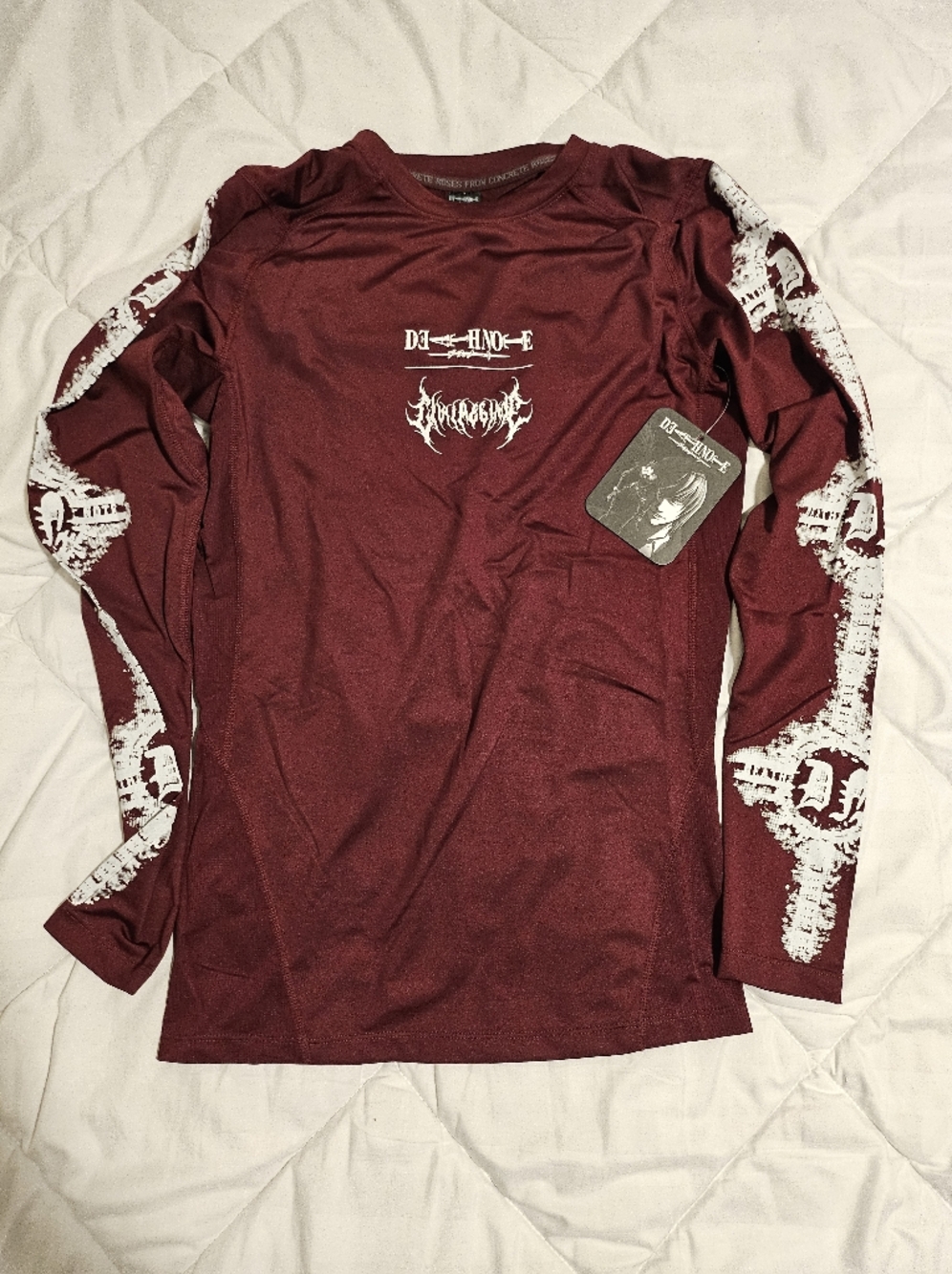 Civil Regime X Death Note Maroon Long Sleeve Compression Graphic Tee